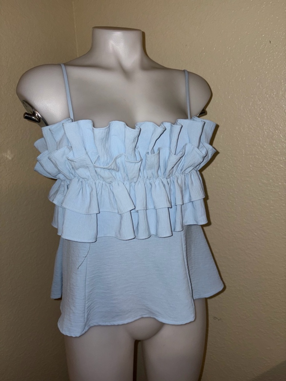 Sienna Sky Light Blue Ruffle Tier Camisole